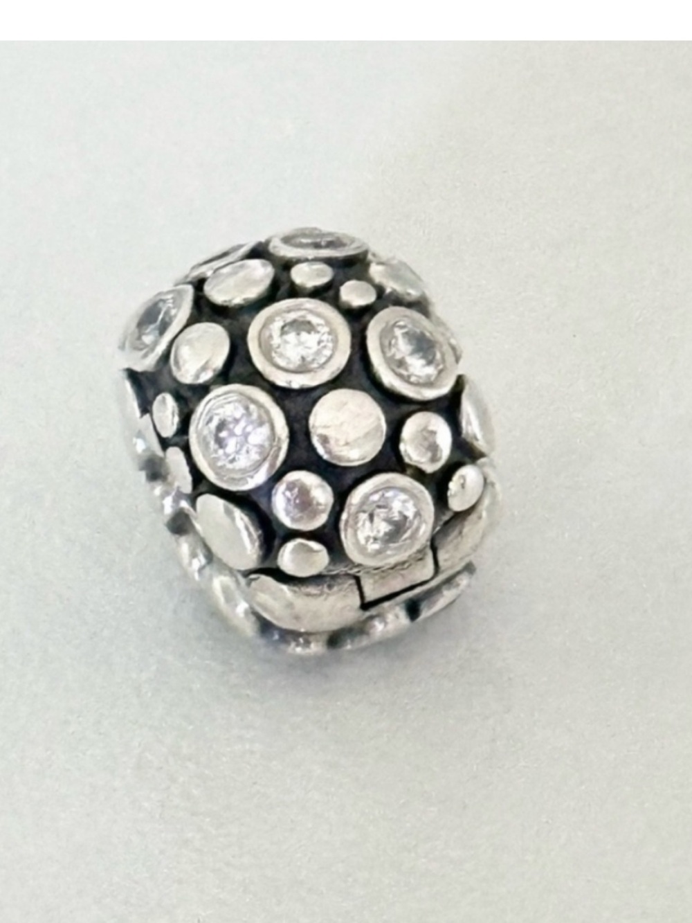 Pandora sterling silver and cz clip charm